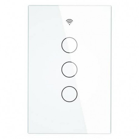 Interruptor Inteligente 3 canales Sin Neutro Tuya Smart - Blanco